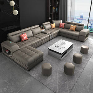 Maison moderne salon meubles canapés ensemble cuir tissu u forme salon sectionnel canapés inclinables avec haut-parleur de <span class=keywords><strong>musique</strong></span> USB - Product Image 2