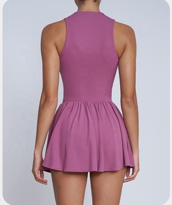 Tuta Sportiva in Nylon e Spandex per Donna, Mezza Zip, Reggiseno Rimovibile Integrato, Tasche sui Pantaloncini, Colletto Alto, Abito da Golf e Tennis - Product Image 2