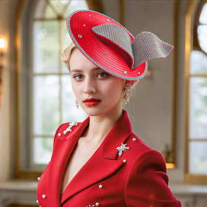 Chapeau d'église en diamant haut de gamme le plus populaire élégant personnaliser Kentucky Derby chapeau de luxe Chic Fascinator chapeau pour les femmes décoration - Product Image 1