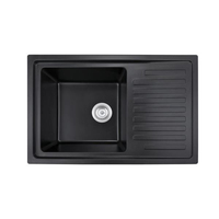Évier de cuisine multifonction en quartz noir de haute qualité, installation encastrée, cuve unique