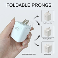Chargeur rapide GaN 45W double port USB-C PD, adaptateur mural avec prise pliable, bloc de charge de voyage pour iPhone et ordinateur portable, vente en gros OEM