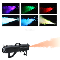 Nouveau Canon à Brouillard Électrique DJ avec Lumière RGB 1500W, Machine à Pulvérisation de Brouillard sans CO2, Pistolet à Fumée Portable en Acier pour Liquide de Brouillard