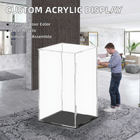 Vitrine de présentation de bureau en acrylique poli de 3 mm, couleur personnalisée, anti-poussière, style asiatique, 4 étagères pour figurines de collection