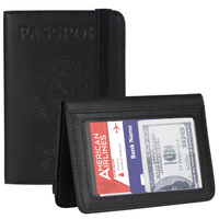 Portefeuille de voyage multi-usages en similicuir avec fermeture élastique, pour passeport et cartes, design multi-logo