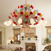 Lustre rouge romantique, suspension vintage américaine, lampe de plafond pour chambre de princesse, éclairage pour chambre de filles, luminaire suspendu rouge