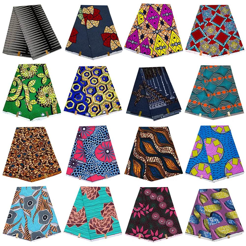 MAIXI Polyester Batik Wax Cloth Geometric Pattern Double-Sided Printing African Fabric Fashion Clothing Apparel Materials Women