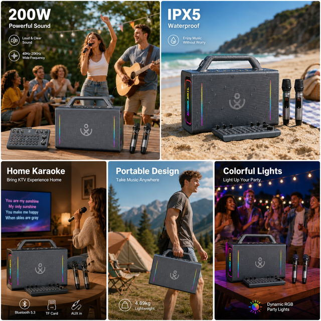 Xdobo Party Play 200W Heavy Bass Speaker Portable Outdoor Wireless Speaker 24 Hours Playtime IPX5 Waterproof