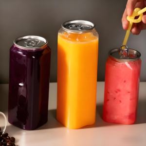 Горячая распродажа, 330 мл, пластиковые бутылки для сока, с алюминиевыми крышками, Одноразовые герметичные прозрачные бутылки для сока, смузи, кофе - Product Image 2