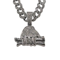 Nouveauté 2026, collier chaîne cubaine hip-hop pour homme, pendentif main dollar serti de diamants, riche pour toujours