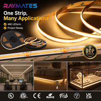 Süper Parlak 12V COB LED Şerit Işık 480LED/m 3000K CRI90 Esnek Noktasız Lineer Aydınlatma Güçlü Kendinden Yapışkanlı Sırtlı