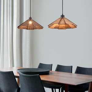 Lustre en bois pour restaurant japonais rétro, éclairage d'intérieur vintage, minimaliste, contemporain, noyer, pendentif - Product Image 6