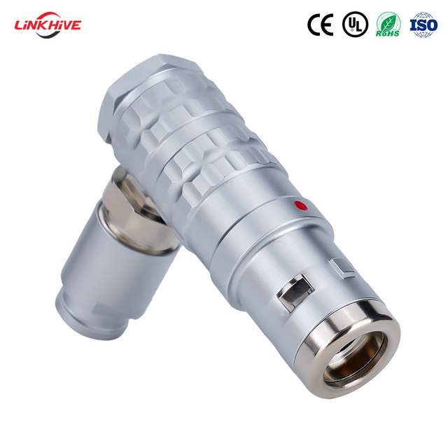IP68 Waterproof K Series THG Right Angle Circular Push Pull Connector Plug Custom Cable Connector for Industrial Equipment