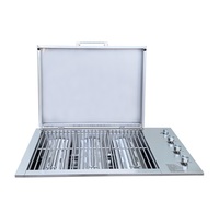 Barbecue à gaz à 3 brûleurs en acier inoxydable avec couvercle pour cuisine extérieure