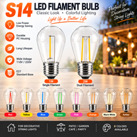 Ampoule à filament LED S14 1W 2W E27 110V 220V, ampoule décorative colorée pour l'extérieur, patio, jardin, guirlandes lumineuses
