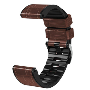 <span class=keywords><strong>Bracelets</strong></span> <span class=keywords><strong>de</strong></span> <span class=keywords><strong>montre</strong></span> <span class=keywords><strong>Quickfit</strong></span> <span class=keywords><strong>de</strong></span> 26mm pour Garmin Fenix 7 7X 6 6X Pro 5X 5 Plus 3HR 935 945 Bracelet en cuir véritable Bracelet en silicone - Product Image 5