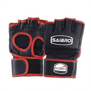Gants de MMA en cuir Saibro, demi-doigts, fermeture Velcro au poignet, pour arts martiaux adultes - Product Image 3