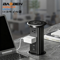 BAOBEN Multiprise électrique invisible sans fil, étanche, rechargeable par USB, intégrée au comptoir d'îlot de cuisine