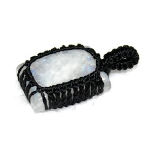 Venta al por mayor de estilo bohemio, colgante de cordón de macramé, piedra lunar Natural, cabujón ovalado, piedras preciosas, piedras naturales, encantos de Regalo perfecto - Product Image 1