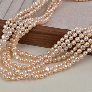 Perles d'eau douce naturelles économiques de 4-5 mm, forme baroque double face, perles lâches en vrac avec trou latéral, couleur violet clair - Product Image 2