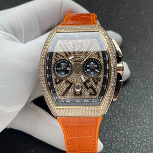 Montre mécanique automatique de qualité supérieure, noble et haut de gamme, en or rose entièrement sertie de diamants, élégante et charmante, pour un style business décontracté. - Product Image 1