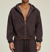 Ensemble de sweat-shirt à capuche court et ample pour homme, style américain, marque de mode, tendance streetwear automne, veste décontractée 100% bambou