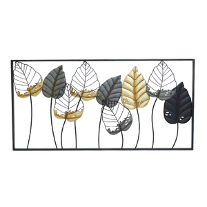Grande decorazione trasversale da parete in metallo dorato foglie appese artigianato nero Interior <span class=keywords><strong>Design</strong></span> accessori per la casa - Product Image 4