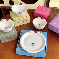 Service de table en porcelaine Fruit Paradise, ensemble de bols et d'assiettes, motif de dessin animé à haute valeur chromatique, design frais et mignon, assiette à dessert ronde