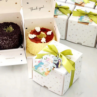 OEM recyclable Pop Out Emballage de boulangerie Boîte de gâteau d'anniversaire à emporter Sushi Crêpe Cookie Papier Boîte d'emballage en carton avec ruban