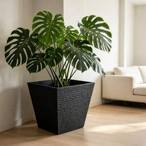 <span class=keywords><strong>Grand</strong></span> <span class=keywords><strong>pot</strong></span> de fleurs en résine écologique durable, de forme carrée, à texture de brique noire en relief, <span class=keywords><strong>pour</strong></span> la maison et le jardin - Product Image 6