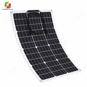 Adhesivo impermeable película delgada 50W China monocristalino celular ETFE Flexible Panel Solar para coche RV barco