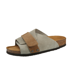 <span class=keywords><strong>Sandales</strong></span> en liège OEM pour hommes et femmes, entièrement en cuir de vachette véritable, semelle intérieure amortissante, doublure antidérapante, plateforme Velcro - Product Image 1