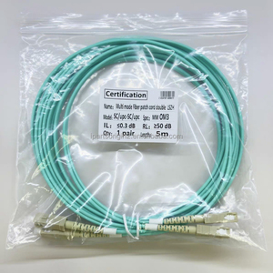 Cable de Fibra Óptica Dúplex OM3 SC a SC Nuevo, 5 Metros, 10G Multimodo Aqua LSZH, para Equipos de Fibra Óptica - Product Image 4