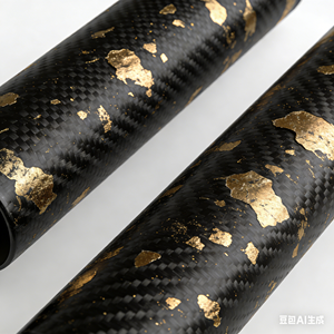 SHENYU 3K Carbon Fiber Tube with Gold Foil Inlay 5mm <b>Thickness</b> Luxury Glossy Finish - Product Image 5