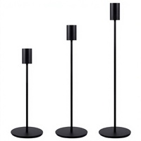 Porte-bougie en fer vintage moderne personnalisé |   Support de bougie conique élégant en métal noir et or, vente en gros pour la décoration de tables de mariage et d'hôtels