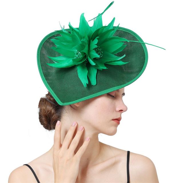 2026 Eco-Friendly Sustainable Biodegradable Boutique Sinamay Fascinating Hat Hemp Headdress Flower Feather Vintage Bridal Ladies