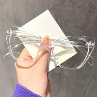 Montures de lunettes optiques œil-de-chat transparentes pour femmes, verres AC, lunettes anti-lumière bleue, anti-rayonnement informatique, visage en forme de losange