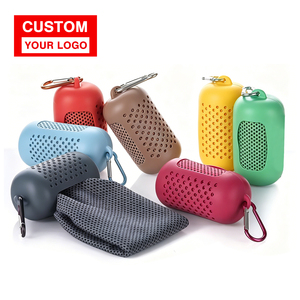 Nouvelles serviettes de sport rafraîchissantes en maille unie, personnalisables, séchage rapide, légères, en polyester et coton, avec étui en silicone - Product Image 1