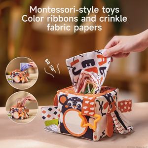 Tumama Kids Preschool Learning <strong>Toys</strong> Cloth Crinkle <strong>Baby</strong> <strong>Tissue</strong> <strong>Box</strong> <strong>Toy</strong> High Contrast Black White Sensory <strong>Toy</strong> for Newborn 0-6 M - Product Image 3