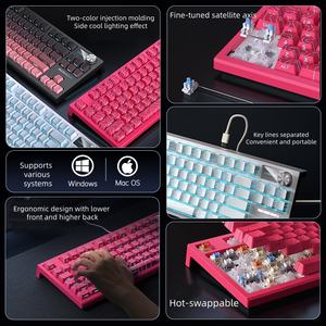 Teclado mecánico intercambiable en caliente LT84 Isometric Line para juegos y oficina, teclado con cable de montaje lateral con patrones grabados - Product Image 3