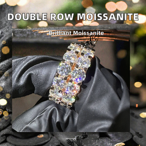 Bagues Moissanite Double Rangée 50 Points Éternité Unisexe Plaqué Or Rose Taille Brillant Sertissage à Griffes Luxe Mariage - Product Image 2