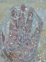 Tissu de dentelle à sequins et perles multicolores de style français délicat DELACE RX pour robe de mariée avec dentelle de robe de mariée de type filet