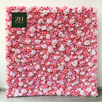 Faltbare Realistische Seiden-Rosen und Hortensien Blumenwand für Hochzeitsfotografie-Hintergrund