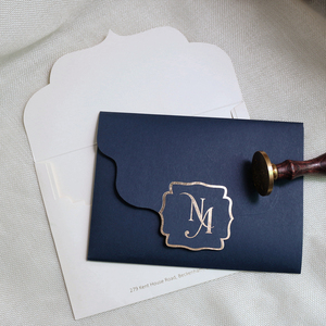 ロイヤルブルー ドク ポケットフォールド 招待状 ウェディングカード クリアアクリル 結婚 婚約 招待状セット - Product Image 5