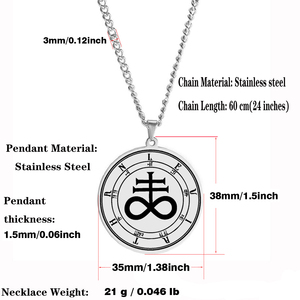 HLSS654 Leviatán evocación Sufur cruza satanismo símbolo satánico talismán grabado con láser collar con colgante de acero inoxidable - Product Image 2