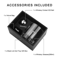 Ensemble de boules de glace pour whisky à prix réduit, en acier inoxydable, avec couvercle noir et plateau, coffret cadeau pour homme