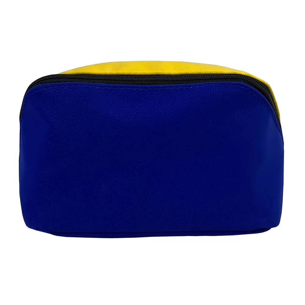Kustom tas kulit perca biru bepergian ritsleting kecantikan mewah Fashion tas kosmetik untuk wanita