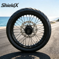 Ensemble de roues ShieldX Supermoto 17 pouces, jantes en alliage noir, entièrement assemblées, pneus CST S1 Street avec pignon pour Surron Ultra Bee