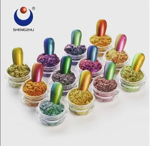 Shengzhu vendita calda lettino serie cromato colore ottico mobile duocromo camaleonte pigmento polvere per unghie cromate