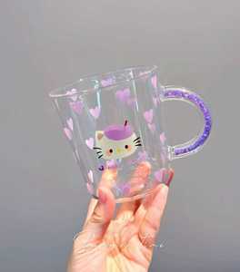 Vaso de Vidrio de 460 ml con Diseño de Hello Kitty y Asa con Brillantina para Leche, Jugo, Café, Uso Diario en el Hogar y Regalo - Product Image 5