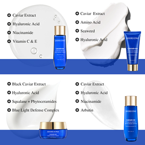 Ensemble de soins du visage pour femmes, caviar, nettoyage en profondeur des pores, hydratation longue durée, blanchiment, éclaircissement, biologique, végétalien, OEM ODM - Product Image 3